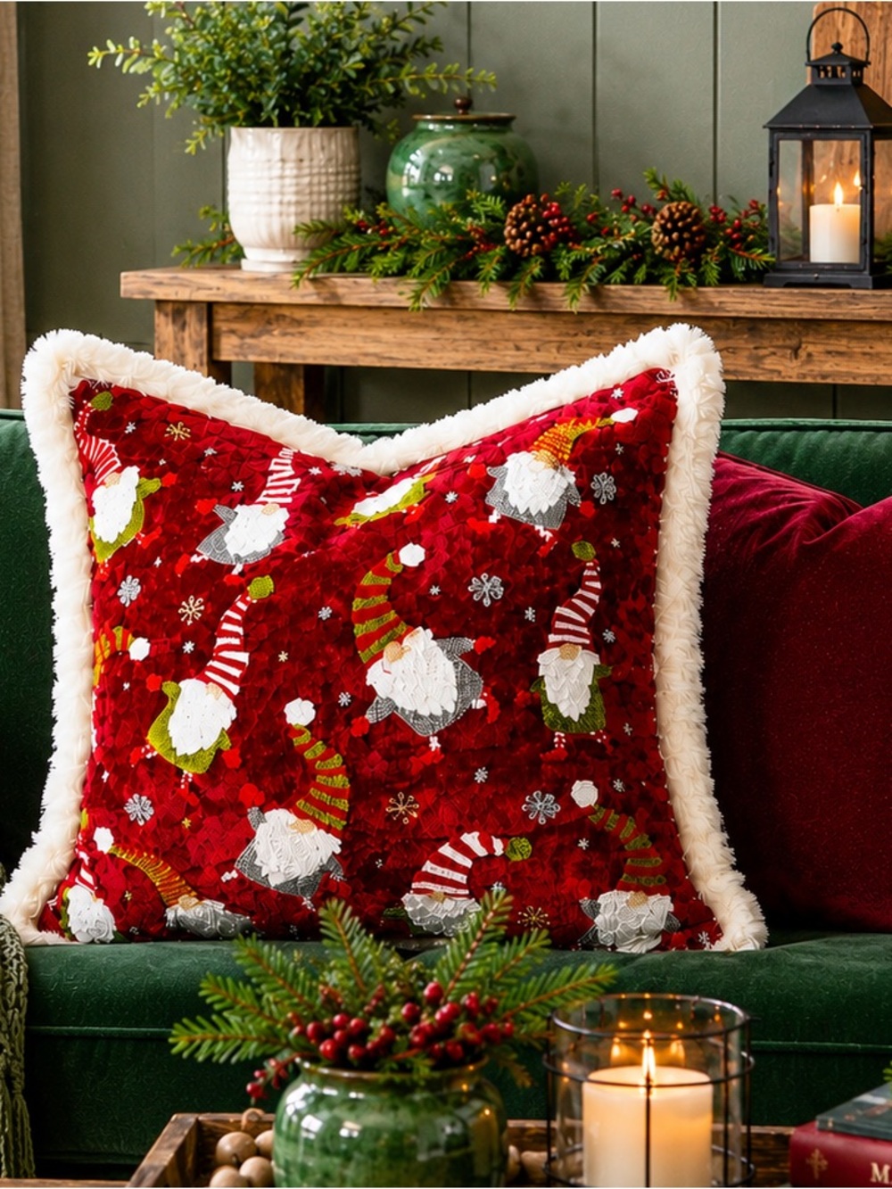 Gnome Santa π
π» adorable Pillow! EUC π
π» White fluffy trim adds extra flair!